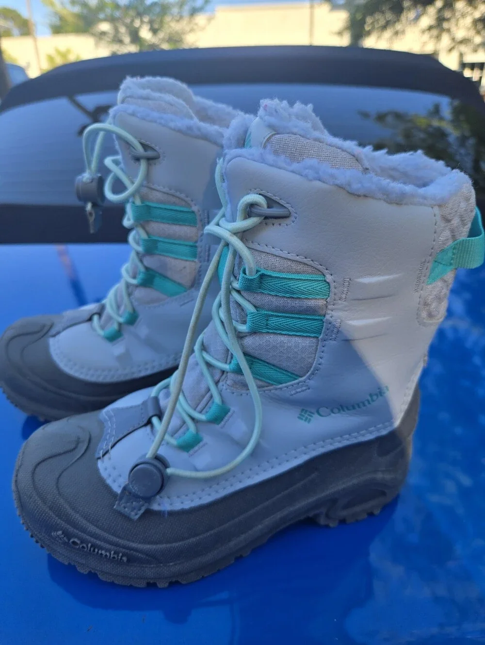 Columbia Kids Winter Snow Boots | Size 2 | 400g Insulated | Gray & Teal